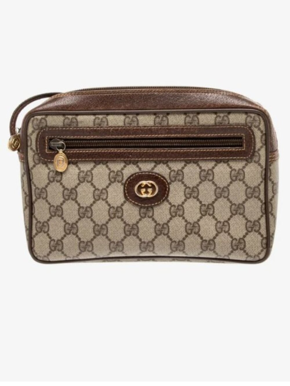 Gucci GG Monogram Canvas Leather Clutch Bag